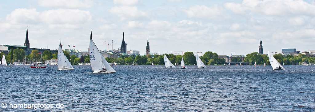 id519437 Panoramabild: Hambug, Segelboote auf der Alster