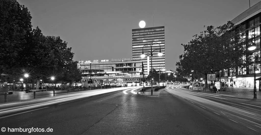 berlin_panorama_BP04 Berlin Panoramabild, Kurfürstendamm bei Nacht, schwarzweiß