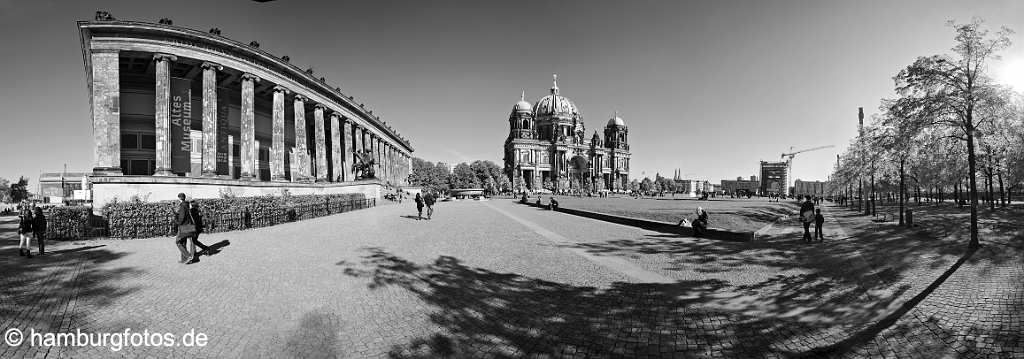 berlin_panorama_BP06 Berlin Panoramabild, Lustgarten, Altes Museum, Berliner Dom, schwarzweiß