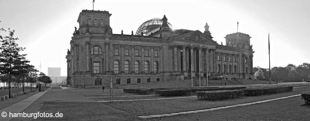 berlin_panorama_BP50 Berlin Panoramabild, Reichstag, schwarzweiß