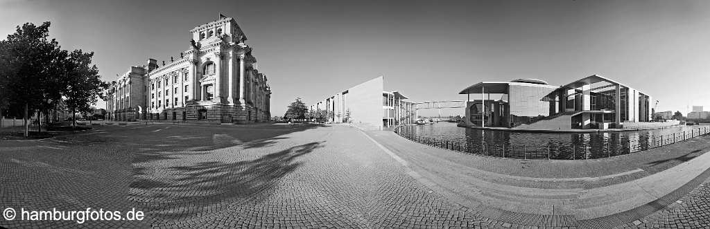 berlin_panorama_BP54 Berlin Panoramabild, Reichstag, Paul-Löbe-Haus, M.-E.-Lüders-Haus, schwarzweiß