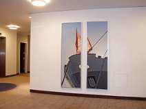 Wandbild "Bleichen" Fotoart - Fotokunst XXL - Leinwandbild mit Schutzlack im Schattenfugenrahmen aus Aluminium, silberfarben matt, Format 120 x 200 cm 2teilig, Ort Hotel in Hamburg
