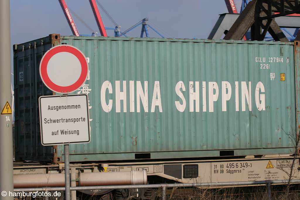 id103297 Hamburger Hafen, Güterzug, Container China Shipping