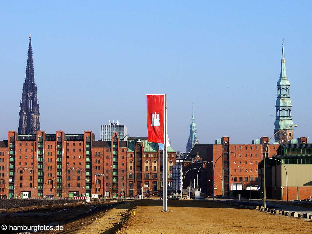 id100981 Speicherstadt von Bebauung der Hafencity 2003