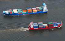 id103271 Luftbild Hamburg | Containerschiffe, Einlauf, Auslauf, Elbe, Norderelbe, Ware kommt, Ware geht