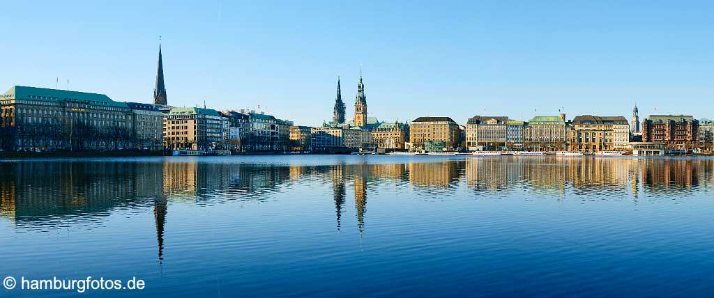 binnenalster_PAN_01 Skyline Hamburg Innenstadt, Jungfernstieg