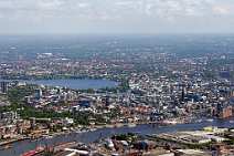 fsy_2989 Luftbild Hamburg | Panoramabild Hamburg, Elbe, Alster, Blick aus Steinwerder