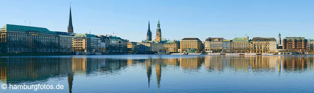 skyline_hamburg_P004 Skyline, Panoramabild Hamburg, Binnenalster, Ballindamm, Jungfernstieg