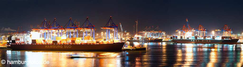 skyline_hamburg_P054 Hamburg Hafen Nachtaufnahme: Containerterminal HHLA, EUROGATE