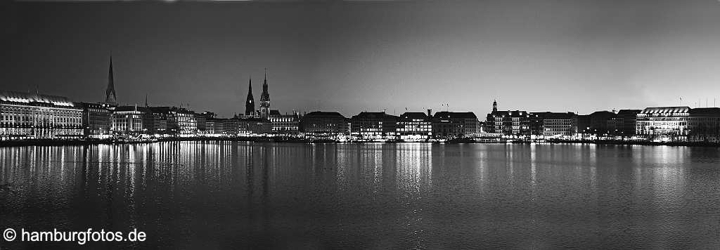 hamburg_schwarzweiss_011 Panoramabild Hamburg - Hamburger Innenstadt, Binnenalster, Jungfernstieg