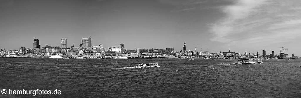 hamburg_schwarzweiss_012 Panoramabild Hamburg - Hamburger Hafen, Skyline St. Pauli bis zur Hafencity