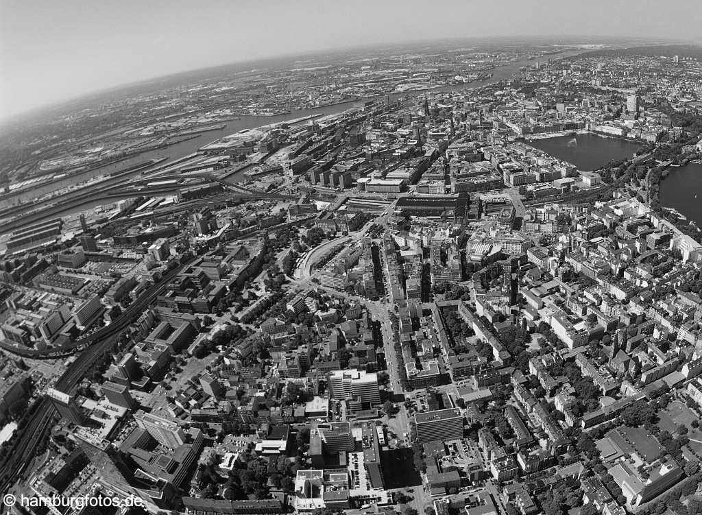 hamburg_schwarzweiss_045 Luftbild Hamburg | Fisheye-Fotografie von Hamburg, Berliner Tor, St. Georg, Innenstadt, Elbe, Hafen, Alster