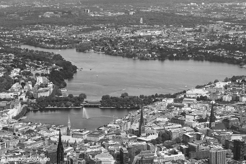 hamburg_schwarzweiss_047 Hamburg | Luftbild Hamburger Innenstadt mit der Alster