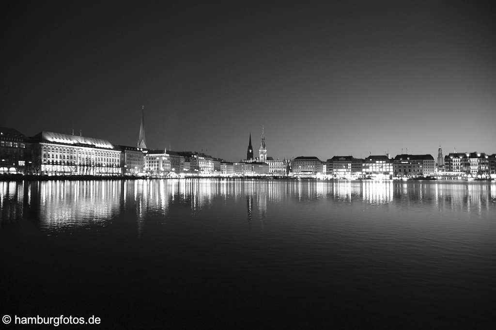 hamburg_schwarzweiss_088 Skyline Hamburger Innenstadt, Binnenalster