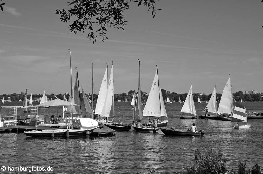 hamburg_schwarzweiss_120 hamburger Alster, Segelboote