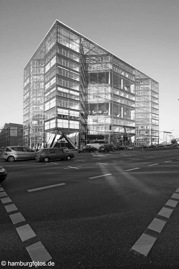 hamburg_schwarzweiss_143 Buerohochhaus Doppel-XX am Heidenkampsweg, Hamburg, Hammerbrook, Architekten: BRT / 1997-1999, Architektur, Glasbau, Glasbauten, Medienstadt, Medienzentrum, Mediencenter