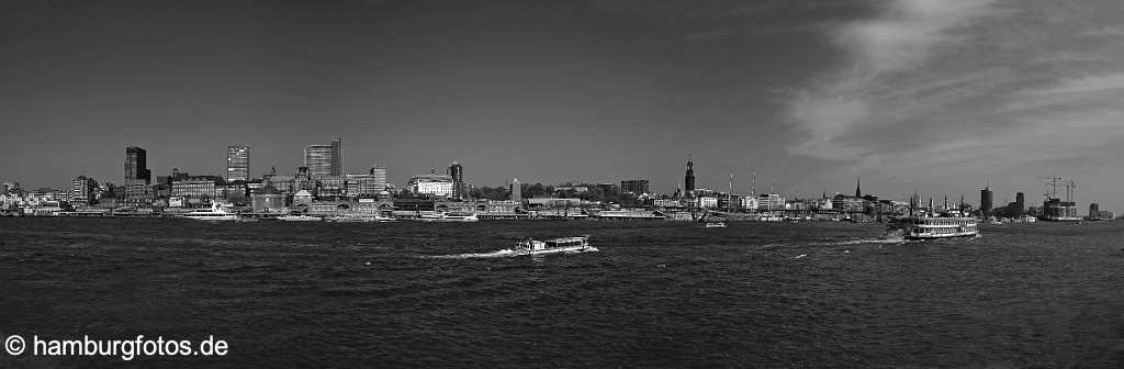 hamburg_schwarzweiss_210 Panoramabild Hamburg - Hamburger Hafen, Skyline St. Pauli bis zur Hafencity