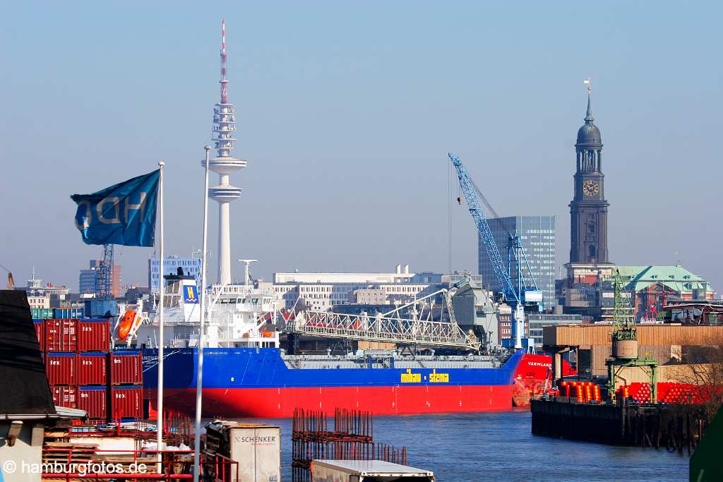 id102829 HAFEN HAMBURG | Stadteil - Hamburg-Steinwerder | Hamburger Hafen, Port of Hamburg | Reiherstieg, Container, Shell AG, Raffinerie, Fernsehturm, St. Michaelis