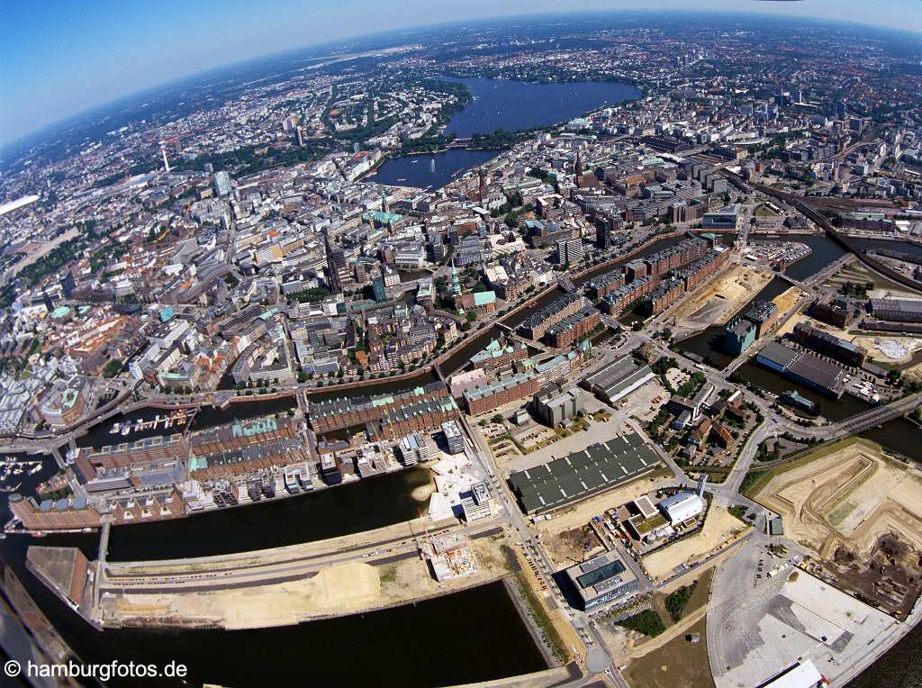 id104456 Luftbild Hamburg | Fisheye-Fotografie von Hamburg, Hafencity und Speicherstadt, Innenstadt, Alster, Rotherbaum, Harvesterhude, Winterhude, Uhlenhorst, St. Georg