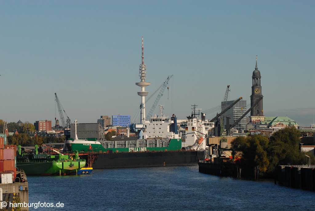 id113216 Skyline Hamburg mit Reiherstieg