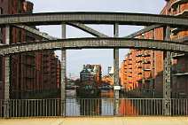 id102690 Speicherstadt Hamburg, Wandrahms Fleet, historische Brücke