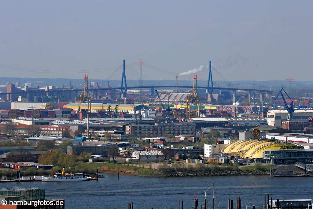 id106687 Hamburg | Hamburger Hafen mit Elbe, Köhlbrandbrücke und König der Löwen