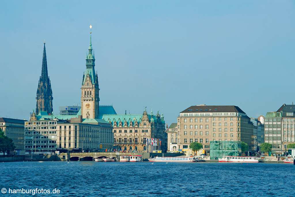 id106695 Hamburg-Neustadt | Skyline Hamburg, Binnenalster, Jungfernstieg, Hamburger Rathaus