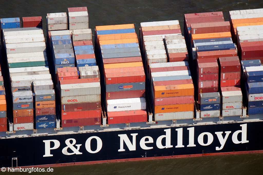 id106736 Luftbild Hamburg | Container, Containerschiff, P&O Nedllord