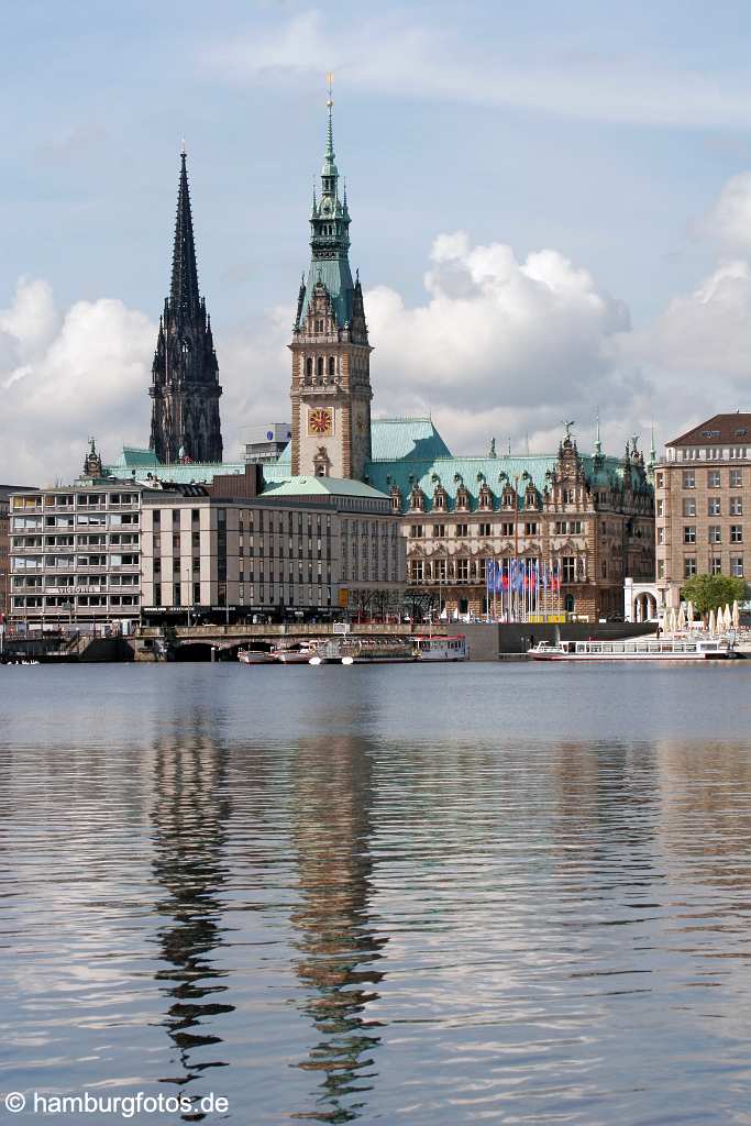 id106830 Hamburg | Skyline mit Binnenalster, Rathaus, St. Nikolai 2006