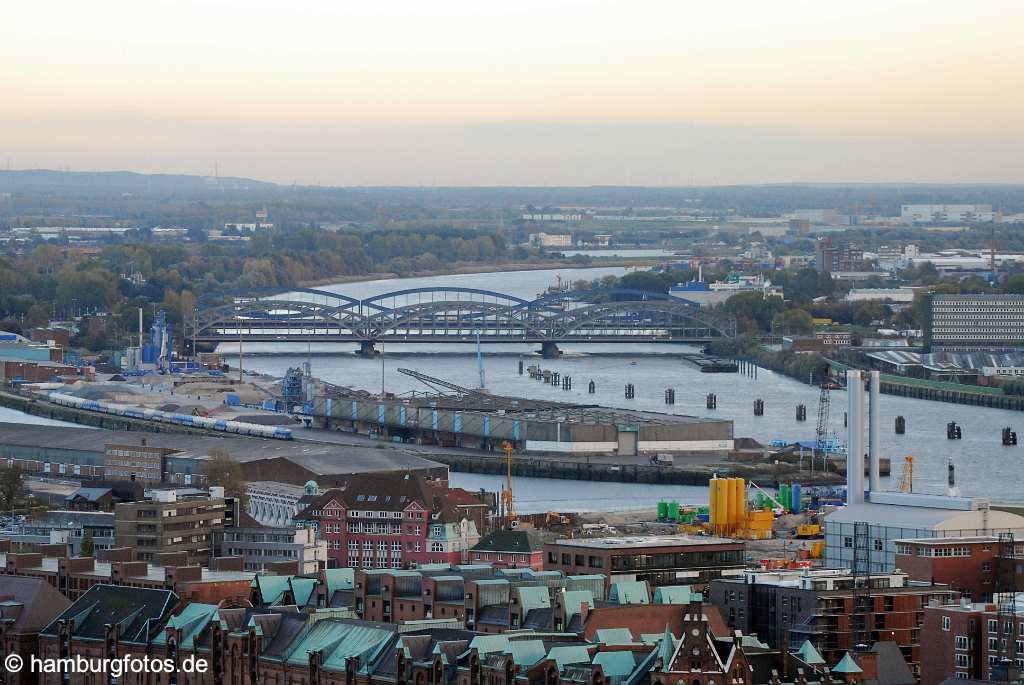 id109532 Hamburg aus der Vogelperspektive, Speicherstadt, Neue Elbbrücken