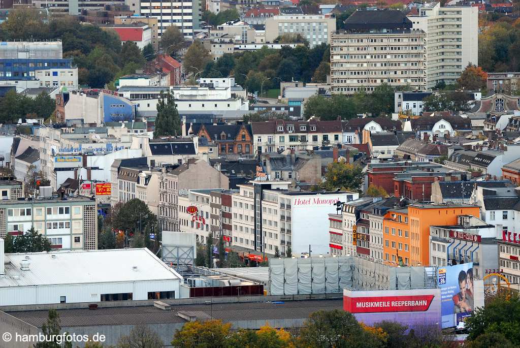 id109560 Hamburg aus der Vogelperspektive, St. Pauli Reeperbahn