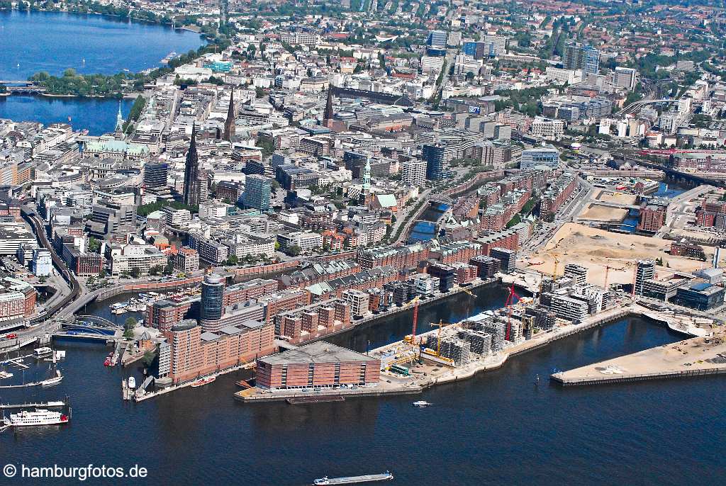 - Luftbild Hamburg, Speicherstadt, Kontorhausviertel