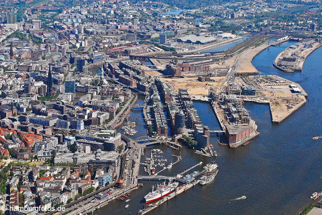 - Luftbild Hamburg, Speicherstadt, Kontorhausviertel