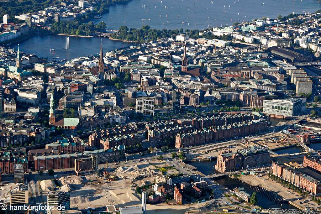 - Luftbild 2006 Hamburg, Speicherstadt, Kontorhausviertel