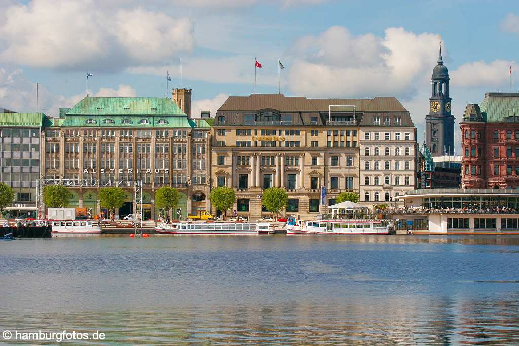 id106831 Hamburg | Skyline mit Binnenalster, Jungfrenstieg, St. Michaelis