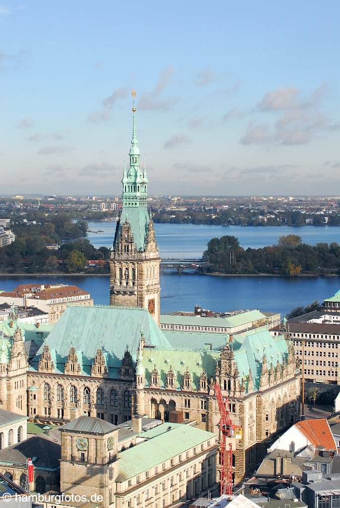 id109421 Hamburg aus der Vogelperspektive | Rathaus, Alster, Innenstadt, City